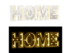Lunartec LED Deko:LED-Schriftzug "HOME" Aus Holz & Spiegeln Mit Timer & Batteriebetrieb