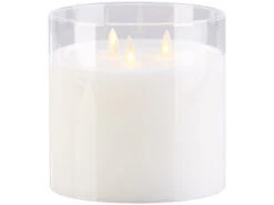 Britesta LED Kerze 3 Flammig:2er-Set LED-Echtwachs-Kerzen Im Windglas Mit 3 Beweglichen Flammen -Lunartec Shop nx8135 0