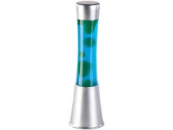 Lunartec Nachtischlampen:Lavalampe, Blaue Flüssigkeit, Grünes Wachs, Glas Und Alu, Kindersicher