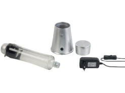 Alternative view of Lunartec Nachtischlampe:Lavalampe, Klare Flüssigkeit, Schwarzes Wachs, Glas, Alu, Kindersicher