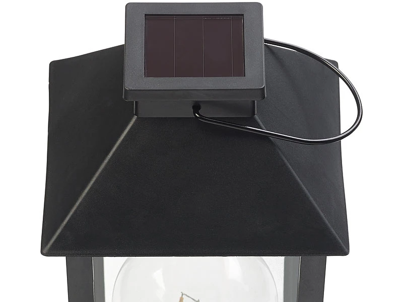 Lunartec Solar Laterne Outdoor:Solar-Laterne Mit LED-Glühbirne, Dämmerungs-Sensor & Akku, 5 Lm, IP44 6 Lunartec Solar Laterne Outdoor:Solar-Laterne Mit LED-Glühbirne, Dämmerungs-Sensor & Akku, 5 Lm, IP44 – Bild 4