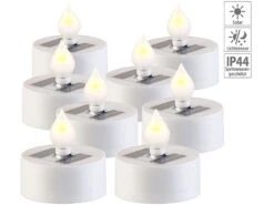 Lunartec Solar Teelichter Außen:8er-Set Solar-LED-Teelichter Mit Dämmerungs-Sensor, IP44, Weiß