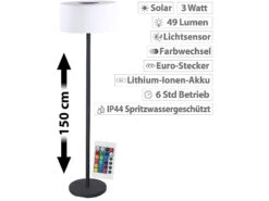 Lunartec Solar Stehlampe Outdoor:Solar-LED-Stehleuchte, Lichtsensor, 16 Farben, 50 Lm, 2,4 W, IP44