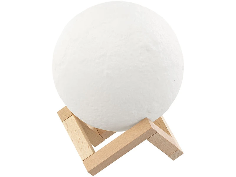 Lunartec Mondlampe:Deko-Mond-Leuchte Mit LED, Touchbedienung, Akku, 3 Farben, Ø 15 Cm 5 Lunartec Mondlampe:Deko-Mond-Leuchte Mit LED, Touchbedienung, Akku, 3 Farben, Ø 15 Cm – Bild 3