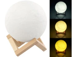 Alternative view of Lunartec Mondlampe:Deko-Mond-Leuchte Mit LED, Touchbedienung, Akku, 3 Farben, Ø 15 Cm