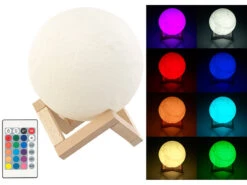 Alternative view of Lunartec Mondleuchte:Deko-Mond-Leuchte Mit LED, Touch-/Fernbedienung, Akku, 16 Farben,Ø15cm