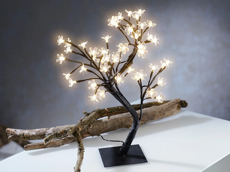 Lunartec Lichtbaum LED:LED-Lichterbaum Mit 48 Leuchtenden Blüten Und Sockel, 45 Cm 5 Lunartec Lichtbaum LED:LED-Lichterbaum Mit 48 Leuchtenden Blüten Und Sockel, 45 Cm – Bild 3