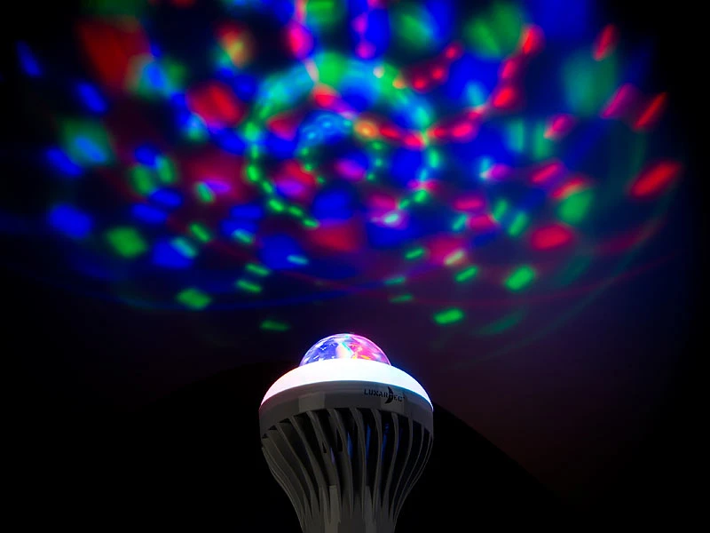 Lunartec Discolampe:Rotierende Disco-LED-Lampe, Galaxie-Effekt, Weißlichtmodus, E27, 5 W 6 Lunartec Discolampe:Rotierende Disco-LED-Lampe, Galaxie-Effekt, Weißlichtmodus, E27, 5 W – Bild 4