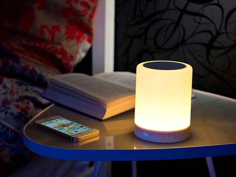 Lunartec Bluetooth Tischlampe:2in1-Lautsprecher, Bluetooth, Akku, LED-Tischleuchte 6 Watt, 160 Lumen 9 Lunartec Bluetooth Tischlampe:2in1-Lautsprecher, Bluetooth, Akku, LED-Tischleuchte 6 Watt, 160 Lumen – Bild 7