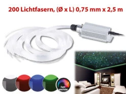 Lunartec LED Lichtfaser Set:Glasfaser-RGB-LED-Sternenhimmel Mit Fernbedienung Und 200 Lichtfasern