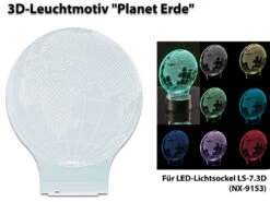 Lunartec 3D Lampe:3D-Leuchtmotiv "Planet Erde" Für Deko-LED-Lichtsockel LS-7.3D