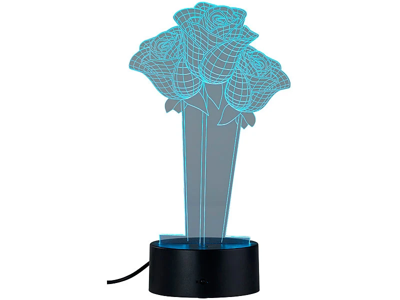 Lunartec 3D Lichter:3D-Hologramm-Lampe Mit Leuchtmotiv "Rosen", 7-farbig 18 Lunartec 3D Lichter:3D-Hologramm-Lampe Mit Leuchtmotiv "Rosen", 7-farbig – Bild 16