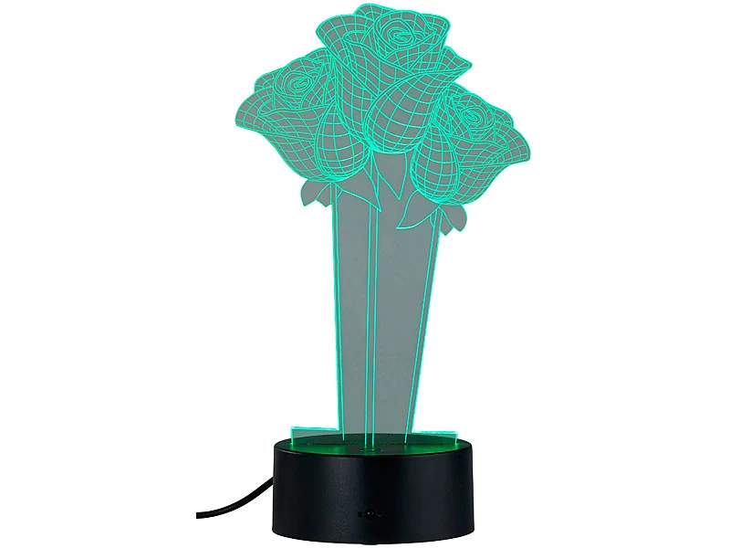 Lunartec 3D Lichter:3D-Hologramm-Lampe Mit Leuchtmotiv "Rosen", 7-farbig 20 Lunartec 3D Lichter:3D-Hologramm-Lampe Mit Leuchtmotiv "Rosen", 7-farbig – Bild 18