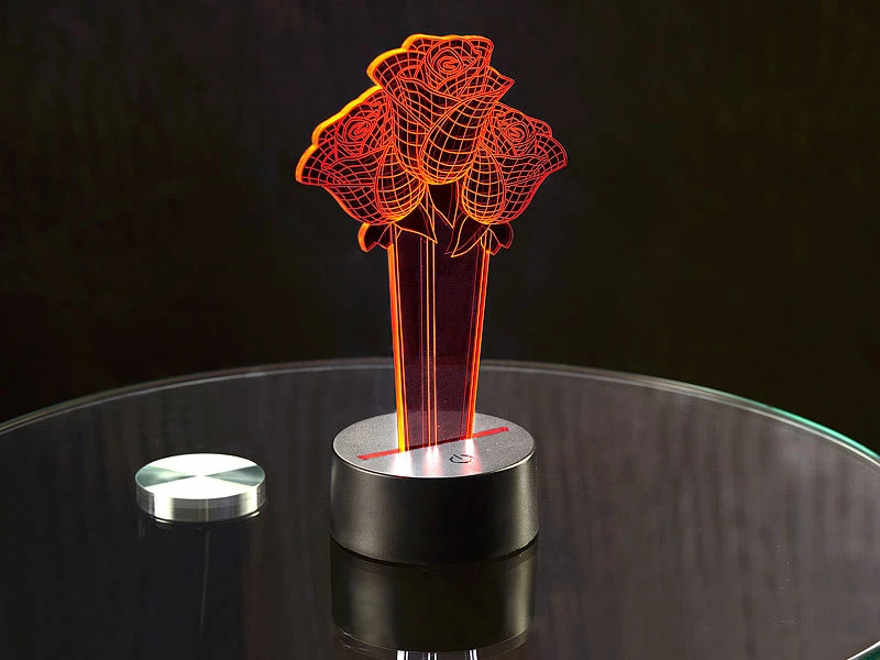 Lunartec 3D Lichter:3D-Hologramm-Lampe Mit Leuchtmotiv "Rosen", 7-farbig 10 Lunartec 3D Lichter:3D-Hologramm-Lampe Mit Leuchtmotiv "Rosen", 7-farbig – Bild 8