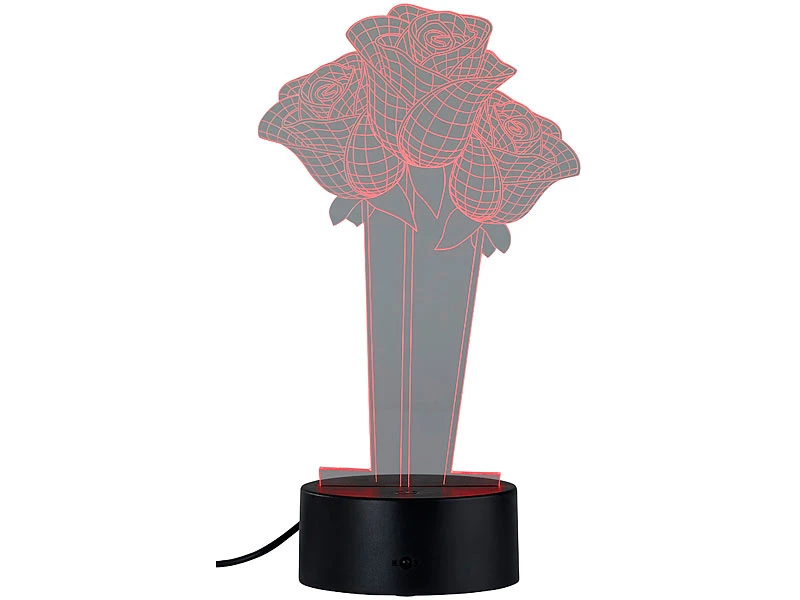 Lunartec 3D Lichter:3D-Hologramm-Lampe Mit Leuchtmotiv "Rosen", 7-farbig 22 Lunartec 3D Lichter:3D-Hologramm-Lampe Mit Leuchtmotiv "Rosen", 7-farbig – Bild 20