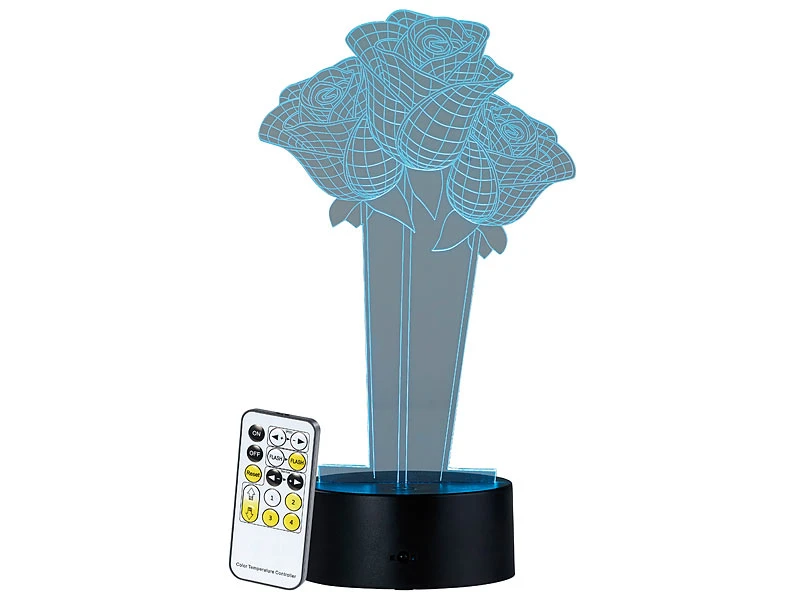 Lunartec 3D Lichter:3D-Hologramm-Lampe Mit Leuchtmotiv "Rosen", 7-farbig 4 Lunartec 3D Lichter:3D-Hologramm-Lampe Mit Leuchtmotiv "Rosen", 7-farbig – Bild 2