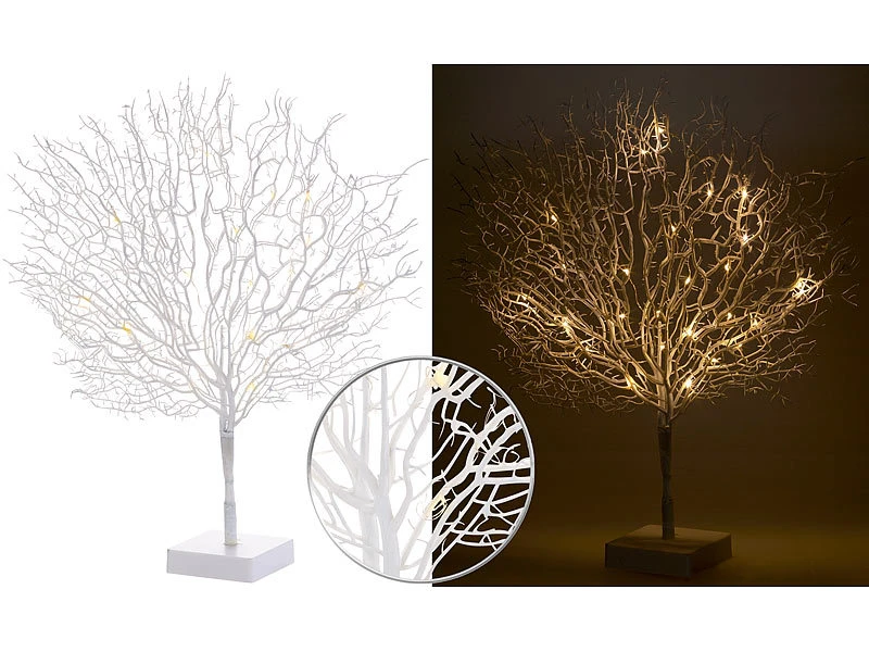 Lunartec Lichterbaum Deko:Moderner Lichterbaum Mit 25 Warmweißen LEDs, 50 Cm, Weiß 4 Lunartec Lichterbaum Deko:Moderner Lichterbaum Mit 25 Warmweißen LEDs, 50 Cm, Weiß – Bild 2