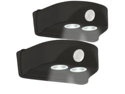 Luminea Batterieleuchten:2er-Set LED-Türleuchten, Bewegungs-/Lichtsensor, 0,4 W, 50 Lm, Schwarz