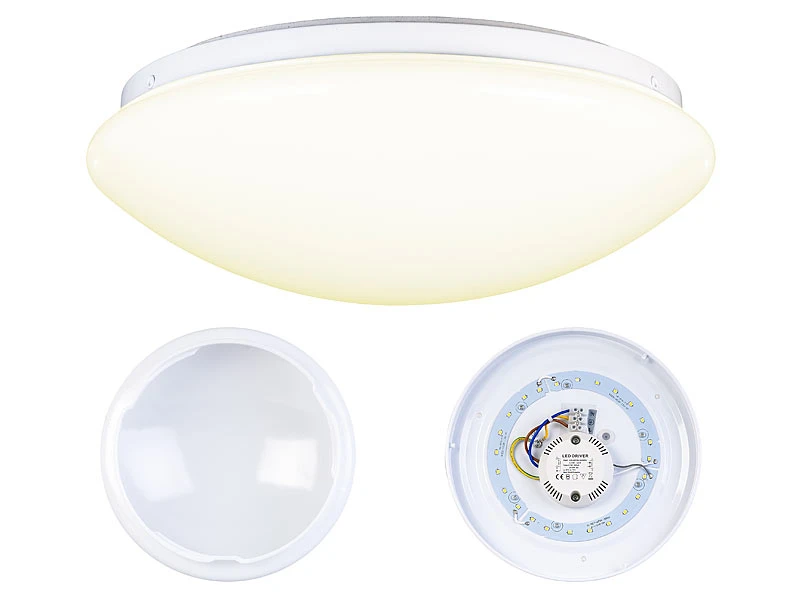Luminea LED Deckenleuchte Rund:LED-Wand- & Deckenleuchte Mit 720 Lumen, Ø 26 Cm, 12 Watt, Warmweiß 3 Luminea LED Deckenleuchte Rund:LED-Wand- & Deckenleuchte Mit 720 Lumen, Ø 26 Cm, 12 Watt, Warmweiß
