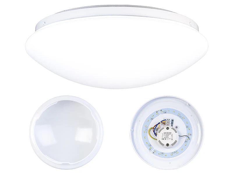 Luminea Badlampe:LED-Wand- & Deckenleuchte Mit 720 Lm, Ø 26 Cm, 12 W, Tageslichtweiß 3 Luminea Badlampe:LED-Wand- & Deckenleuchte Mit 720 Lm, Ø 26 Cm, 12 W, Tageslichtweiß
