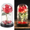 Lunartec Rose Im Glas:Edle Kunst-Rose Mit LED-Beleuchtung In Echtglas-Kuppel, Rot