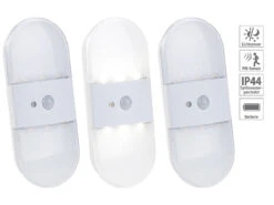 PEARL Wandlampe:Batterie-LED-Wandleuchte, Bewegungs & Lichtsensor, 80 Lumen, 3er-Set