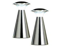 Lunartec Nachttischlampe:Edelstahl LED-Tischleuchte, 2er Set