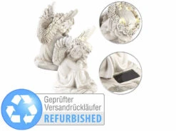 Lunartec Solar Engel Garten:2 Schlafende Solar-LED-Schutzengel-Figuren, Versandrückläufer