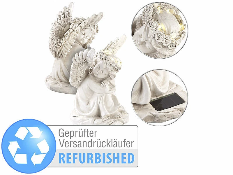 Lunartec Solar Engel Garten:2 Schlafende Solar-LED-Schutzengel-Figuren, Versandrückläufer 3 Lunartec Solar Engel Garten:2 Schlafende Solar-LED-Schutzengel-Figuren, Versandrückläufer