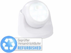 Luminea Runde Taschenlampe:Kabelloser LED-Strahler, Bewegungssensor, Versandrückläufer