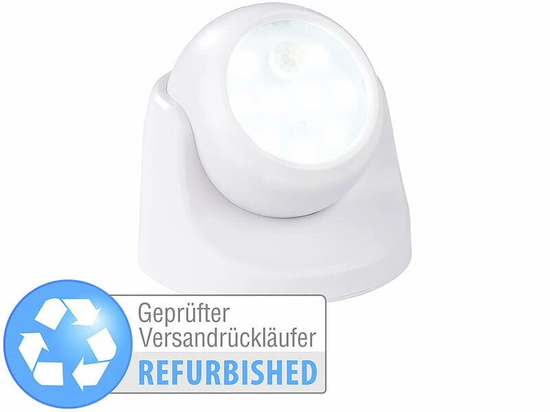 Luminea Runde Taschenlampe:Kabelloser LED-Strahler, Bewegungssensor, Versandrückläufer 3 Luminea Runde Taschenlampe:Kabelloser LED-Strahler, Bewegungssensor, Versandrückläufer