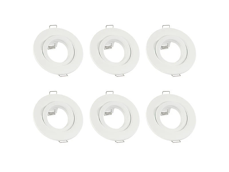 Luminea Lampen-Einbaufassungen:6er-Set Einbaurahmen Für MR16, Weiß, Schwenkbar 4 Luminea Lampen-Einbaufassungen:6er-Set Einbaurahmen Für MR16, Weiß, Schwenkbar – Bild 2