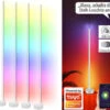 Luminea Home Control Eck Stehlampe:4er-Set WLAN-Steh-/Eck-Leuchten Mit RGB-CCT-IC-LEDs, 12W, Dimmbar, App