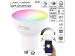 Luminea Einbaulampen-Rahmen:3er-Set Alu-Einbaustrahler-Rahmen, Weiß, Inkl. WLAN-LED-Spots -Lunartec Shop zx2993 5