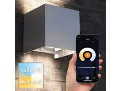 Hama Wand Lampen:WLAN-Wandleuchte Mit CCT-LED, App, Sprach-Steuerung, 10x10x10 Cm, IP44