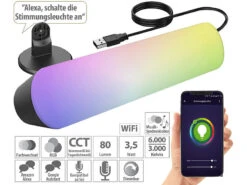 Luminea Home Control LED Farbwechsler:4er-Set WLAN-USB-Stimmungsleuchte Mit RGB+CCT-LEDs, App, 80 Lm, 3,5 W 27 Luminea Home Control LED Farbwechsler:4er-Set WLAN-USB-Stimmungsleuchte Mit RGB+CCT-LEDs, App, 80 Lm, 3,5 W -Lunartec Shop zx5060 11