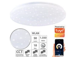 Luminea Home Control Deckenbeleuchtung:Smarte WLAN-Sternen-Deckenleuchte Mit CCT-LEDs, 36 W, 2500 Lm, Ø 48 Cm