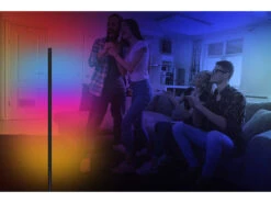 Luminea Home Control LED Wohnzimmerleuchten:2er-Set WLAN-Steh-/Eck-Leuchten Mit RGB-CCT-IC-LEDs, 12W, App, Schwarz -Lunartec Shop zx5123 24 1