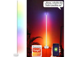 Luminea Home Control Eckleuchte:WLAN-Steh-/Eck-Leuchte Mit RGBW-IC-LEDs, 12 W, Dimmbar, App, Weiß -Lunartec Shop zx5124 3 2