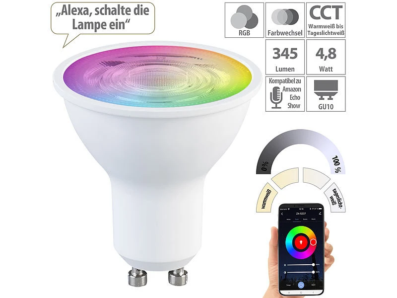 Luminea Einbaufassung:3er-Set Alu-Einbaustrahler-Rahmen, Schwarz, Inkl. ZigBee-LED-Spots 9 Luminea Einbaufassung:3er-Set Alu-Einbaustrahler-Rahmen, Schwarz, Inkl. ZigBee-LED-Spots – Bild 7