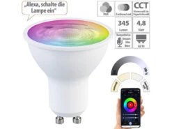 Luminea Fassung Einbaustrahler:3er-Set LED-Spots GU10 Mit Alu-Einbaurahmen, RGB-CCT, 4,8W, Für ZigBee -Lunartec Shop zx5237 14