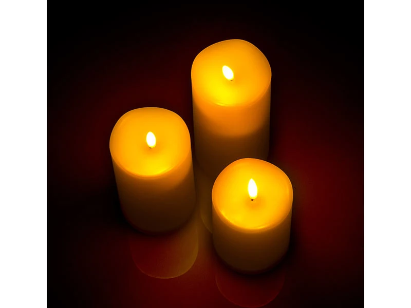 Britesta LED Kerze Outdoor:6er-Set Flackernde LED-Kerzen, Dimmbar, 3 Größen, Fernbedienung, IP44 7 Britesta LED Kerze Outdoor:6er-Set Flackernde LED-Kerzen, Dimmbar, 3 Größen, Fernbedienung, IP44 – Bild 5