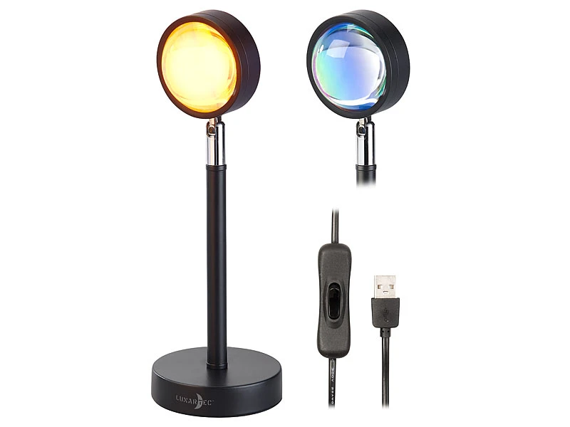 Lunartec Sonnenuntergangslampe:Sonnenuntergangs-LED-Projektionslicht, 10W, 180° Schwenkbar, USB, Alu 6 Lunartec Sonnenuntergangslampe:Sonnenuntergangs-LED-Projektionslicht, 10W, 180° Schwenkbar, USB, Alu – Bild 4