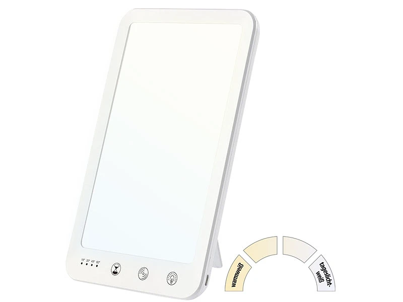 Lunartec Sonnenlichtlampe:CCT-LED-Tageslichtlampe, 10.000 Lux, Dimmbar, Timer, USB-C, 3000-6500K 4 Lunartec Sonnenlichtlampe:CCT-LED-Tageslichtlampe, 10.000 Lux, Dimmbar, Timer, USB-C, 3000-6500K – Bild 2