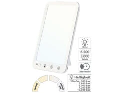 Lunartec Sonnenlichtlampe:CCT-LED-Tageslichtlampe, 10.000 Lux, Dimmbar, Timer, USB-C, 3000-6500K