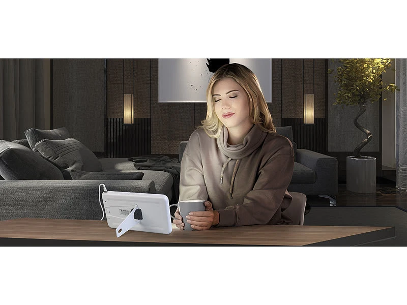 Lunartec Sonnenlichtlampe:CCT-LED-Tageslichtlampe, 10.000 Lux, Dimmbar, Timer, USB-C, 3000-6500K 10 Lunartec Sonnenlichtlampe:CCT-LED-Tageslichtlampe, 10.000 Lux, Dimmbar, Timer, USB-C, 3000-6500K – Bild 8