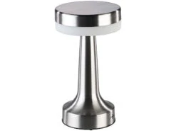 Lunartec LED Tischlampe Kabellos:2er Set LED-Akku-Tischleuchte,3 Dimmstufen,Edelstahl-Optik,1.500 MAh -Lunartec Shop zx6206 0