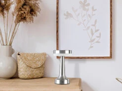 Lunartec Akku Tischlampe:LED-Akku-Tischleuchte Mit 3 Dimmstufen, Edelstahl-Optik, 1.500 MAh -Lunartec Shop zx6206 4 1