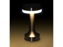 Lunartec LED Tischlampe Kabellos:2er Set LED-Akku-Tischleuchte,3 Dimmstufen,Edelstahl-Optik,1.500 MAh -Lunartec Shop zx6206 6