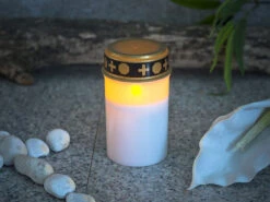 PEARL Grabschmuck:4er-Set Flackernde LED-Grablicht-Kerzen, Batteriebetrieb, 12 Cm, Weiß -Lunartec Shop zx6208 0